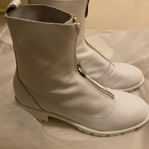 Zara white ankle boots